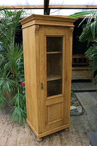 ❤️ Gorgeous Old Pine Glazed Tall/ Slim Display Cupboard/ Cabinet ❤️ - oldpineshop.co.uk