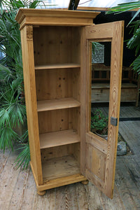 ❤️ Gorgeous Old Pine Glazed Tall/ Slim Display Cupboard/ Cabinet ❤️ - oldpineshop.co.uk