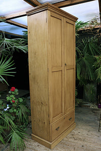 🤩 Super Tall! Old Antique Victorian Pine Shelved Cupboard/ Wardrobe 🤩 - oldpineshop.co.uk