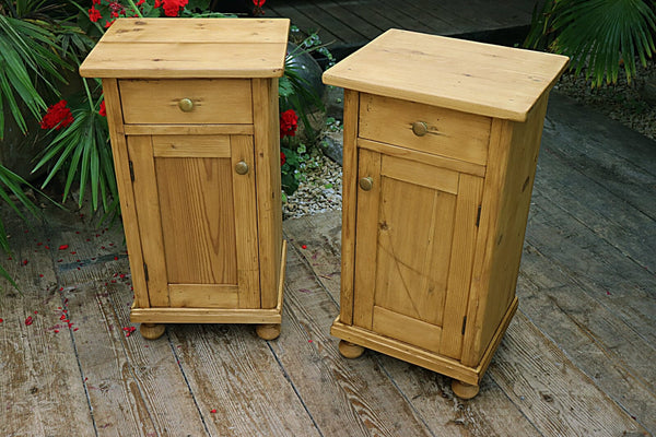 ❤️ Slim Original Pair Old Pine Bedside Cabinets/ Cupboards/ Lamp Tables ❤️