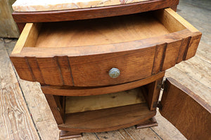 🤩 Superb! Old French Art Deco Marble & Oak Single Bedside Cabinet/ Table 🤩