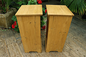 😍 Original Slim Pair Old Pine Bedside Cabinets/ Cupboards/ Lamp Tables 😍