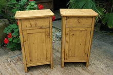 💖 WOW! Original Pair Old Antique Pine Bedside Cabinets/ Cupboards/ Lamp Tables 💖