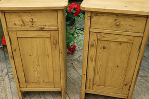 💖 WOW! Original Pair Old Antique Pine Bedside Cabinets/ Cupboards/ Lamp Tables 💖