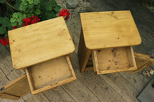 💖 WOW! Original Pair Old Antique Pine Bedside Cabinets/ Cupboards/ Lamp Tables 💖