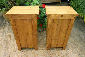 ❤️ Original Chunky Pair Old Antique Pine Bedside Cabinets/ Cupboards/ Lamp Tables ❤️