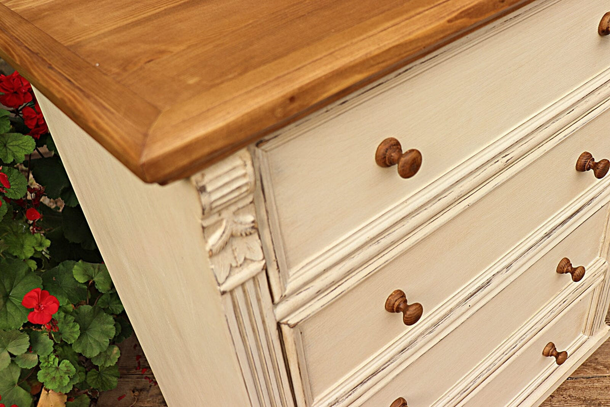 💖 Quality Old Style Pine/ White Painted Chest Drawers/ Bedside/ Sideboard