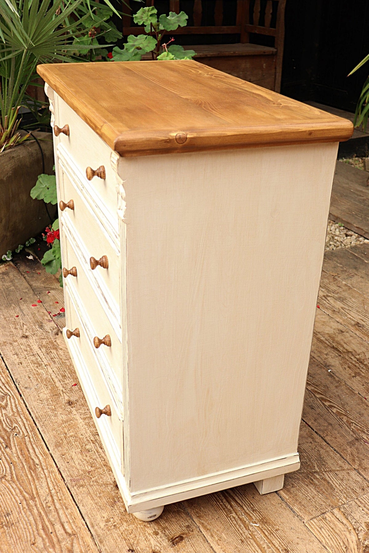 💖 Quality Old Style Pine/ White Painted Chest Drawers/ Bedside/ Sideboard