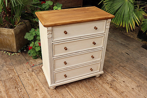 💖 Quality Old Style Pine/ White Painted Chest Drawers/ Bedside/ Sideboard
