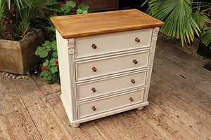 💖 Quality Old Style Pine/ White Painted Chest Drawers/ Bedside/ Sideboard