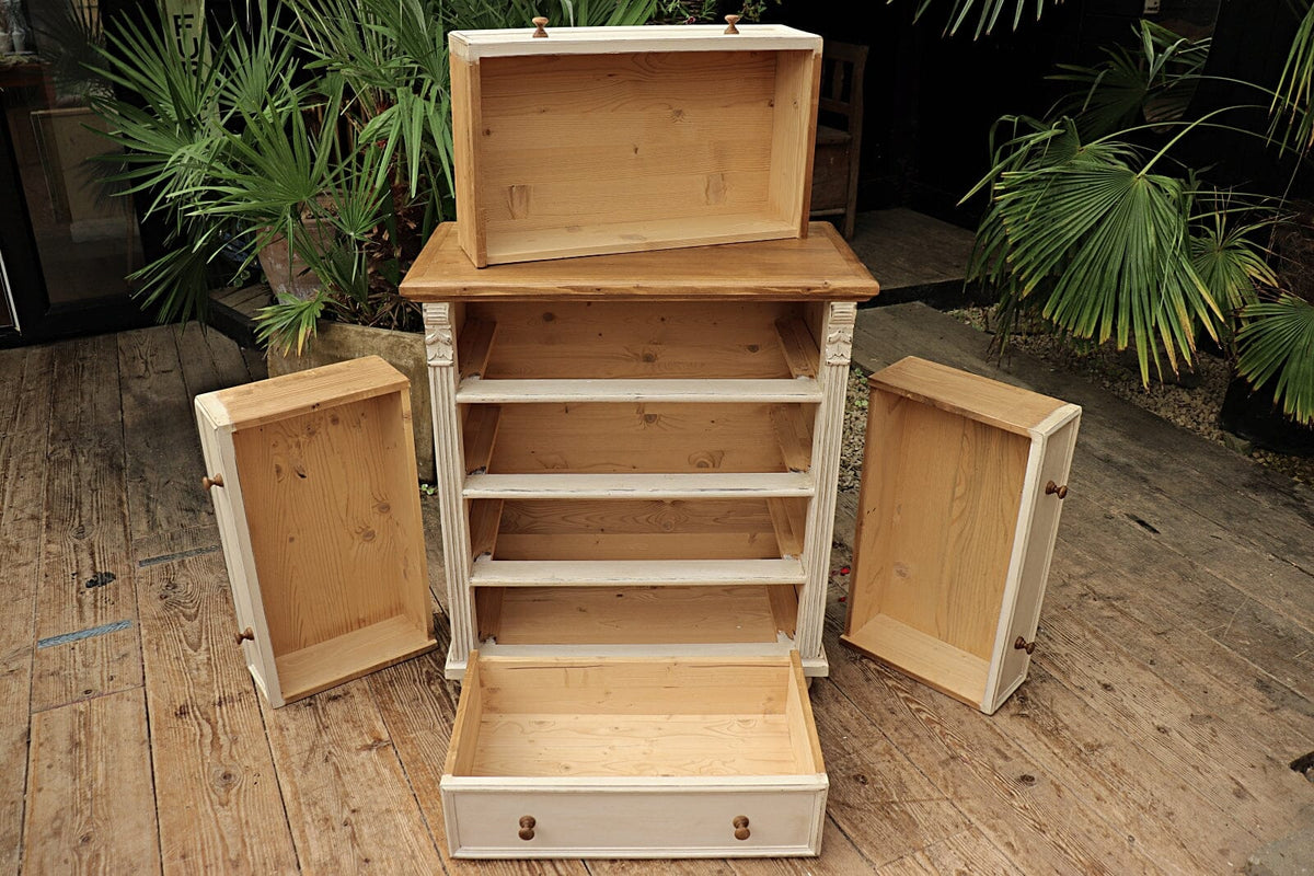 💖 Quality Old Style Pine/ White Painted Chest Drawers/ Bedside/ Sideboard