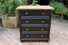😍 Lovely! Old Style Pine/Black Painted Chest Drawers/ Bedside/ Sideboard 😍