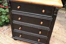 😍 Lovely! Old Style Pine/Black Painted Chest Drawers/ Bedside/ Sideboard 😍