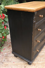😍 Lovely! Old Style Pine/Black Painted Chest Drawers/ Bedside/ Sideboard 😍