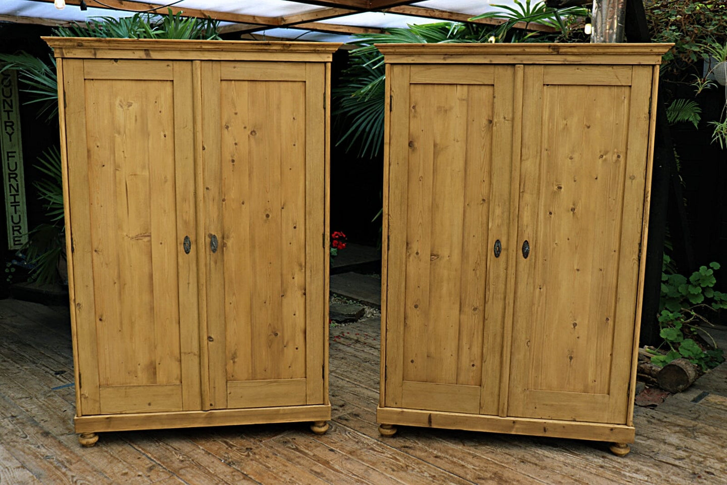 🥰 PAIR! Old Pine Double Knock Down/ Sectional 'Combination' Wardrobes. Will Split!😍