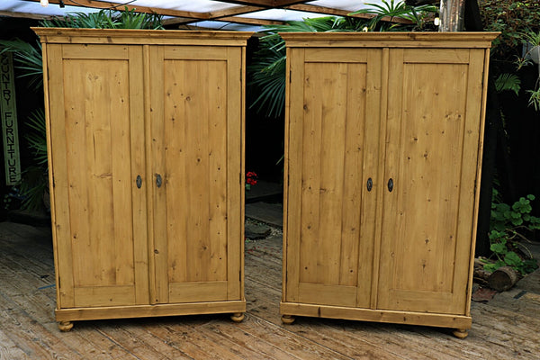 🥰 PAIR! Old Pine Double Knock Down/ Sectional 'Combination' Wardrobes. Will Split!😍