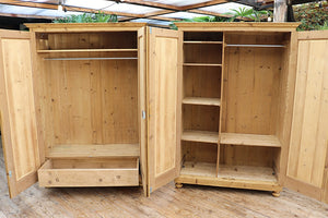 🥰 PAIR! Old Pine Double Knock Down/ Sectional 'Combination' Wardrobes. Will Split!😍