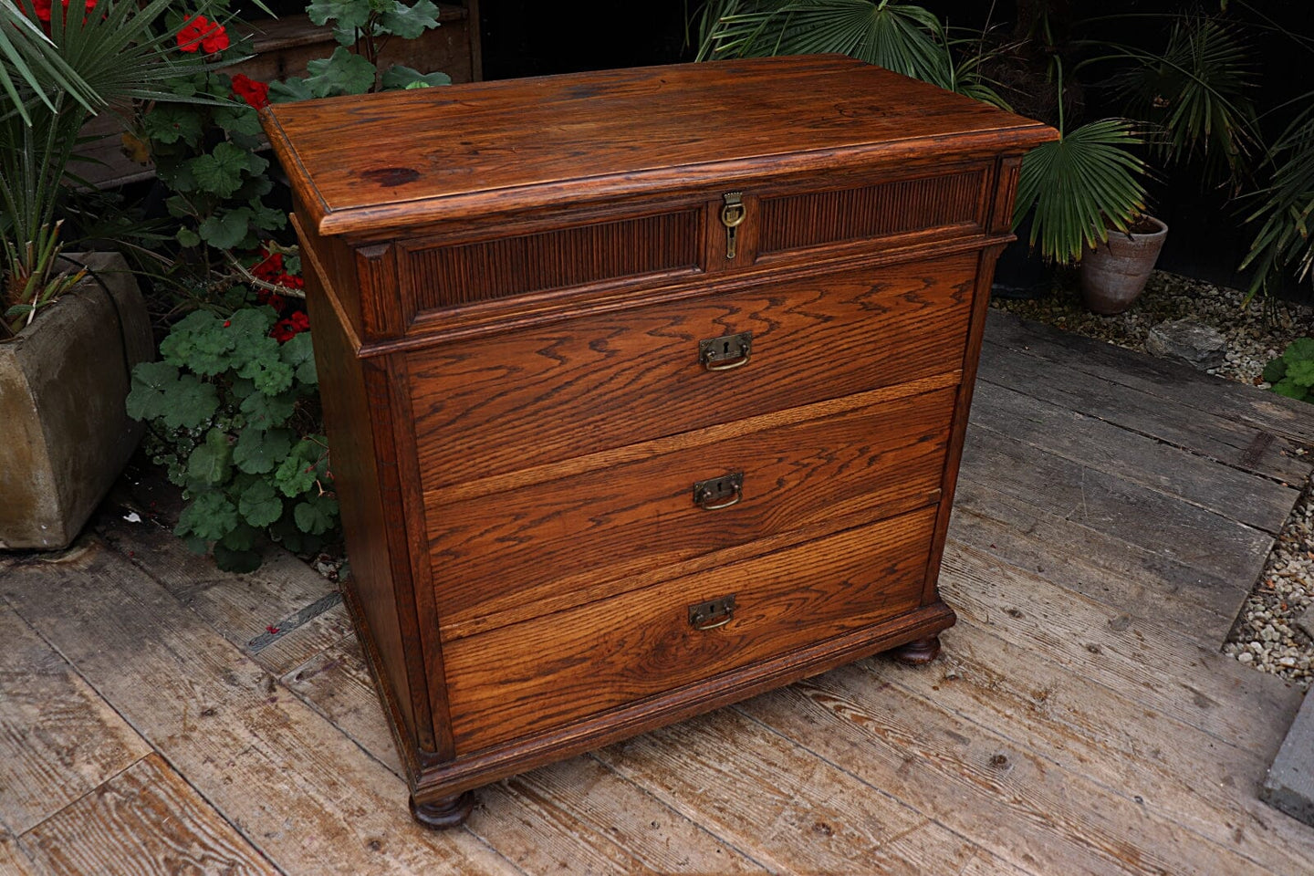 ❤️ Quality! Chunky Old Oak/ Pine Chest 4 Drawers/ Sideboard/ TV Stand ❤️