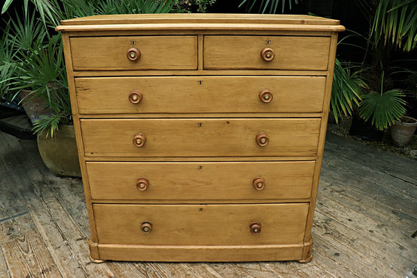 🤩 WOW! Huge! Quality! Old Victorian Pine Chest of 6 Drawers/ Sideboard 🤩