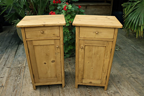 ❤️ WOW! Original Pair Old Pine Bedside Cabinets/ Cupboards/ Lamp Tables ❤️