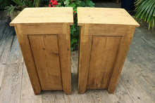 ❤️ WOW! Original Pair Old Pine Bedside Cabinets/ Cupboards/ Lamp Tables ❤️