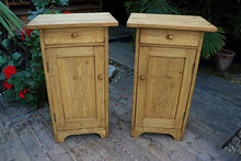 ❤️ Large Original Pair Old Pine Bedside Cabinets/ Cupboards/ Lamp Tables ❤️