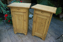 ❤️ Large Original Pair Old Pine Bedside Cabinets/ Cupboards/ Lamp Tables ❤️