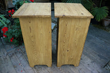 ❤️ Large Original Pair Old Pine Bedside Cabinets/ Cupboards/ Lamp Tables ❤️