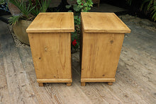 😍 Lovely! Original 'Chunky' Pair Old Antique Pine Bedside Cabinets/ Cupboards 😍