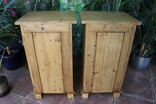 💕 Fab! Pair Original Old Pine Bedside Cabinets/Cupboards/Lamp Tables 💕