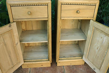 ❤️ Unusual Slim Pair Old Pine Bedside Cabinets/ Cupboards/ Lamp Tables ❤️