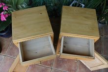 ❤️ Unusual Slim Pair Old Pine Bedside Cabinets/ Cupboards/ Lamp Tables ❤️