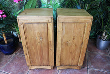 ❤️ Unusual Slim Pair Old Pine Bedside Cabinets/ Cupboards/ Lamp Tables ❤️