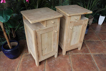 💛 Unusual! Pair Old Mid Century Bedside Cabinets/ Cupboards 💛