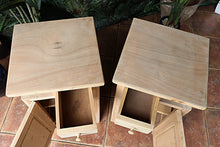 💛 Unusual! Pair Old Mid Century Bedside Cabinets/ Cupboards 💛