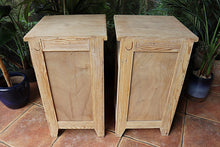 💛 Unusual! Pair Old Mid Century Bedside Cabinets/ Cupboards 💛
