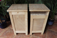 💛 Unusual! Pair Old Mid Century Bedside Cabinets/ Cupboards 💛