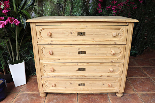 🥰 Big! Old Antique Victorian Pine Chest 4 Drawers/ Sideboard - wax or be painted 🥰