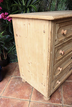 🥰 Big! Old Antique Victorian Pine Chest 4 Drawers/ Sideboard - wax or be painted 🥰