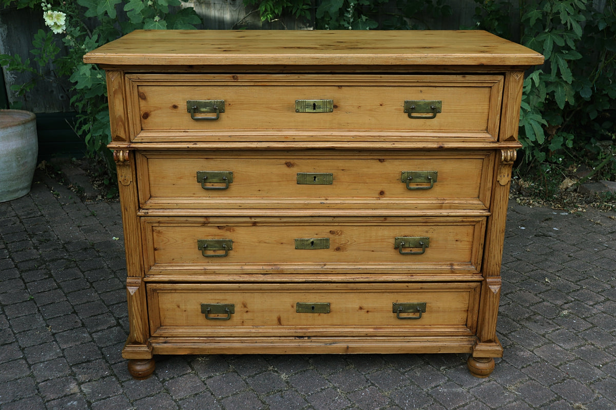 😍 Large Quality Old Antique Victorian Pine Chest of 4 Drawers/ Sideboard 😍