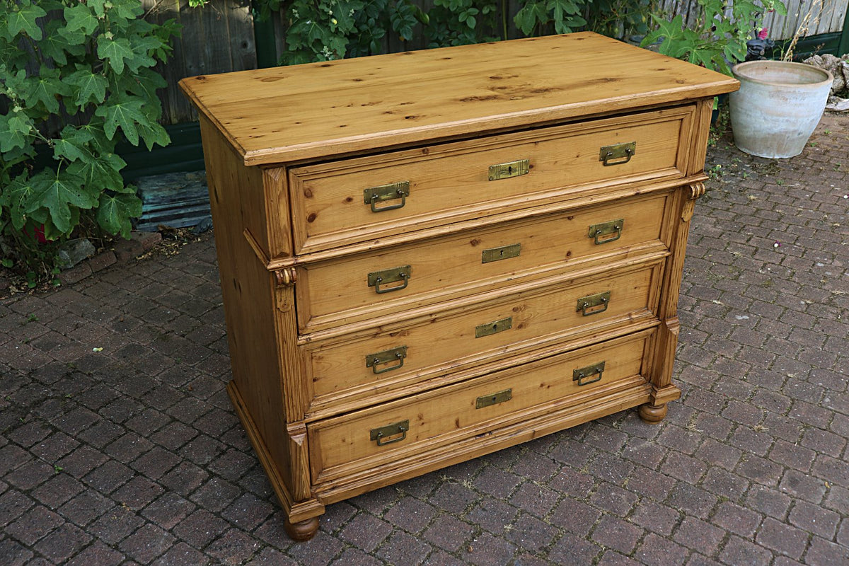 😍 Large Quality Old Antique Victorian Pine Chest of 4 Drawers/ Sideboard 😍