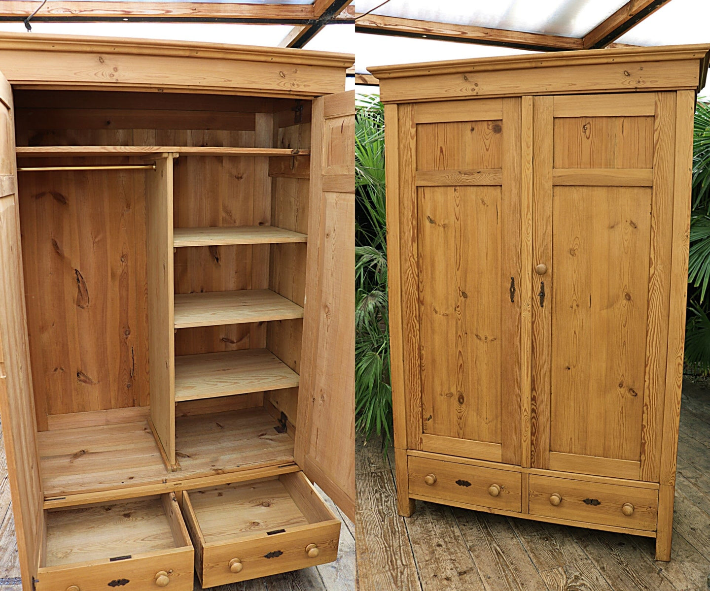 🥰 Fantastic Old Pine Combination Double Wardrobe/ Linen/ Larder/ Cupboard 🥰