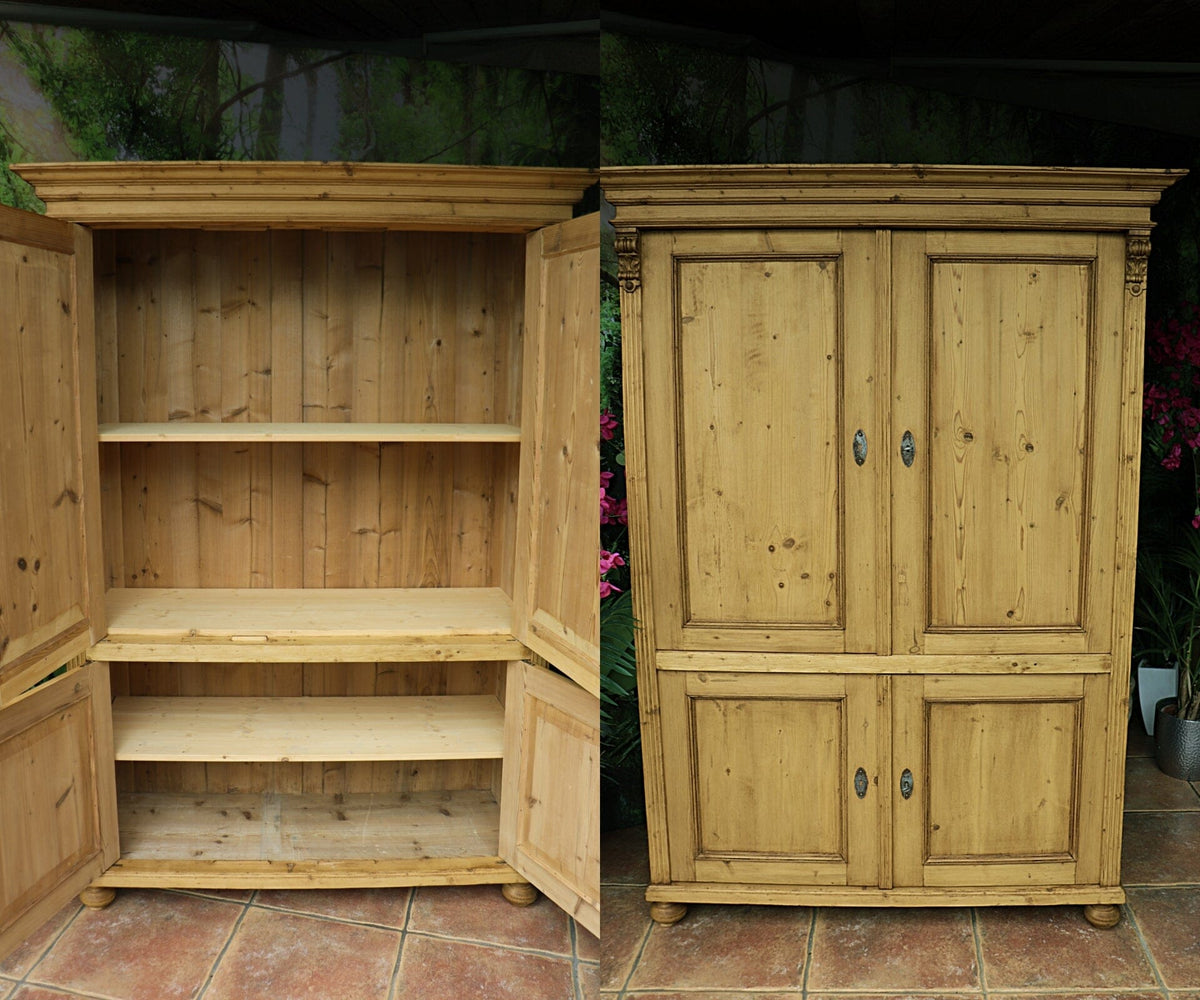 💖 WOW! BIG! Old Pine 4 Door Cupboard-Linen/ Larder/ Food/ TV Cabinet/ Office 💖