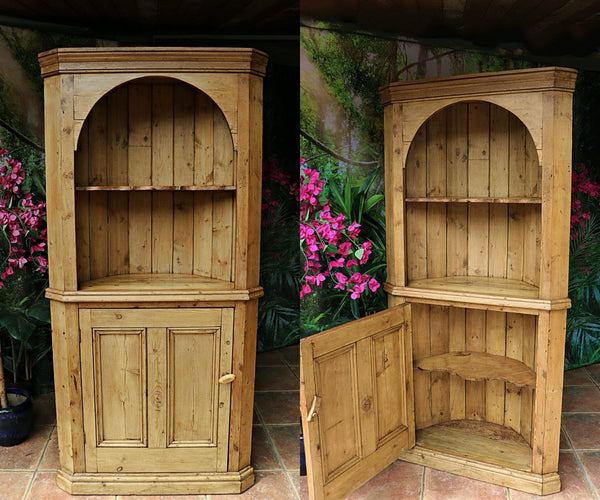 🤩 Lovely! Old Antique Pine One Door Shelved Corner Cupboard/ Cabinet 🤩