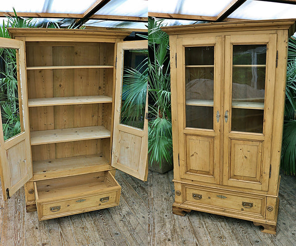 💖 WOW! Old Victorian Pine Glazed Display Cupboard/Cabinet/Linen/Larder 💖