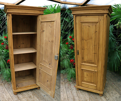 💖 Beautiful! Old Pine Tall Slim Cupboard-Linen/ Larder/ Housekeeping/ Wardrobe 💖 - oldpineshop.co.uk