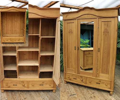🥰 WOW! Old Pine Triple Knock Down Wardrobe - Multiple Shelf/ Rail Options! 🥰