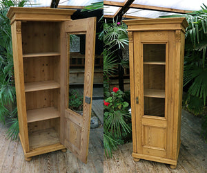 ❤️ Gorgeous Old Pine Glazed Tall/ Slim Display Cupboard/ Cabinet ❤️ - oldpineshop.co.uk