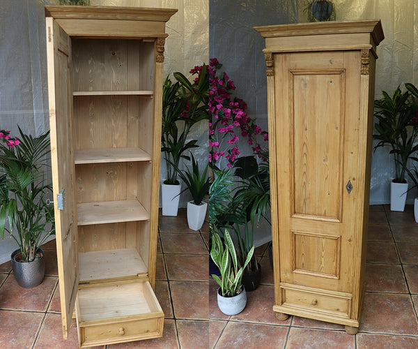 😍 Fab! Old Pine Tall Cupboard/ Linen/ Larder/ Food/ Housekeepers/ Wardrobe 😍
