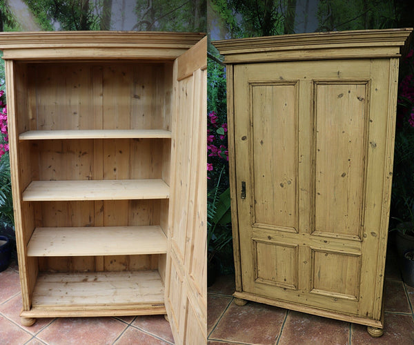 😍 Stunning! Old Pine Wardrobe/Shelved Cupboard-Linen/ Larder/ Food/ Office 😍